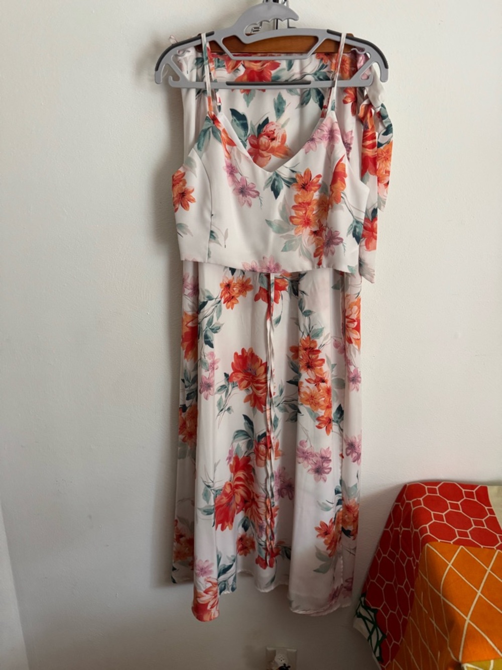 Lulu’s Floral Two Set Size Large Corset Crop Top & Wrap Maxi Skirt